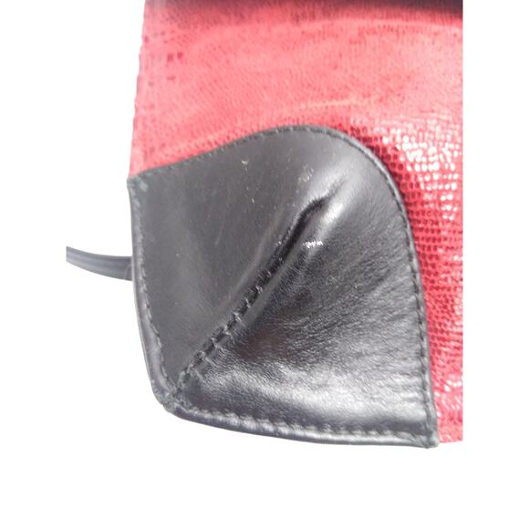 Vtg Due Fratelli Red And Black Leather Shoulder Bag - Picture 10 of 10